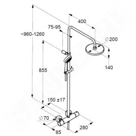 Kludi Logo - Set de douche Dual Shower System avec thermostat, 200 mm, chrome 6809505-00