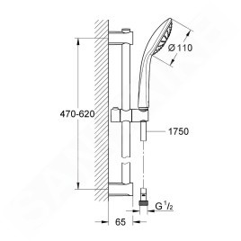 Grohe Vitalio Joy - Set de pommeau de douche, barre et flexible, chrome 27322000
