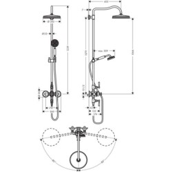 Axor Montreux - Showerpipe  avec mitigeur thermostatique et douche de tête 1 jet, nickel brossé 16572820