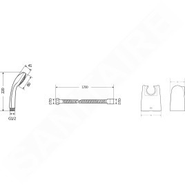 Jika Rio - Set de pommeau de douche, support et flexible, 1,7 m, inox H3651R00041001