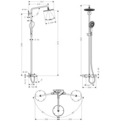 Hansgrohe Raindance Select - Mitigeur de baignoire thermostatique S 240 Showerpipe avec accessoires, chrome 27117000