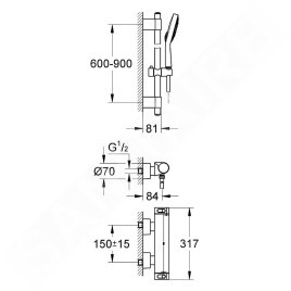Grohe Grohtherm 2000 - Mitigeur de douche thermostatique, set de douche de 900 mm, chrome 34482001