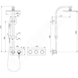 Ideal Standard Archimodule - Set de douche 300 avec thermostat encastré, 1 jet, chrome A1558AA