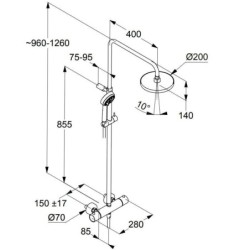 Kludi Logo - Set de douche Dual Shower System avec thermostat, 200 mm, chrome 6809205-00