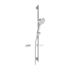 Hansa Activejet - Set de pommeau de douche, 1 jet, barre et flexible, gris clair/chrome 84370110