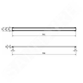 I-Drain Plano - Grille en acier inoxydable pour bac à douche série PRO, longueur 800 mm, mat IPRO0800A