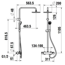 Laufen Citypro - Set de douche 200 avec thermostat, chrome HF500957100600