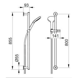 Keuco IXMO - Set de pommeau de douche, 3 jets, barre 855 mm et flexible, chrome 59587010801