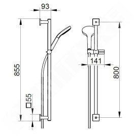 Keuco IXMO - Set de pommeau de douche, 3 jets, barre 855 mm et flexible, chrome 59587010802