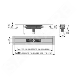 Alcadrain Douchegoten - Caniveau de douche 550 mm, avec rebord pour grille perforée, inox APZ1101-550