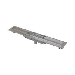 Alcadrain Douchegoten - Caniveau de douche 650 mm, avec rebord pour grille perforée, acier inoxydable APZ1101-650