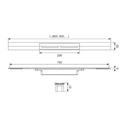 Tece TECEdrainprofile - Caniveau de douche 800 mm, chrome noir brillant 670811
