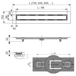 Tece TECEdrainline - Caniveau de douche 700 mm, pour coller des carreaux, avec couvercle, acier inoxydable 650700