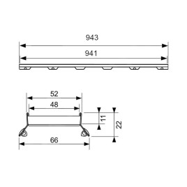 Tece TECEdrainline - Grille pour pavage 1000 mm, acier inoxydable 601072