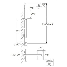 Steinberg 230 - Set de douche avec thermostat, 200x145 mm, chrome 230 2721