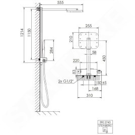 Steinberg 390 - Set de douche avec thermostat, 255x210 mm, chrome 390 2743