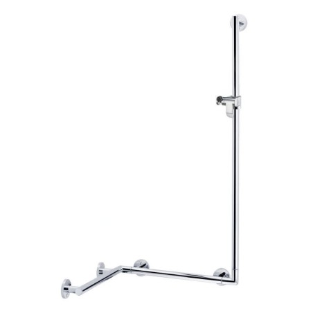 Keuco Plan Care - Barre de maintien avec barre de douche, 80x68 cm, d'angle, chromée 34908016411