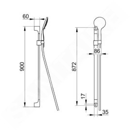 Keuco Edition 400 - Set de pommeau de douche, barre et flexible, 3 jets, nickel brossé 51587050000