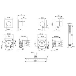 Keuco IXMO - Set de douche avec thermostat à encastrer, 25 x 25 cm, chrome 59605010002