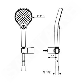 Hansa Viva - Set de pommeau de douche, support et flexible, 3 jets, chrome 44170220