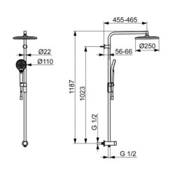 Hansa Viva - Set de douche sans mitigeur, diamètre 25 cm, 3 jets, chrome 44190300