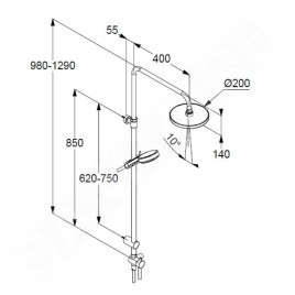Kludi Dive - Set de douche sans mitigeur, diamètre 20 cm, 3 jets, chrome 6808005-00