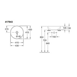 Villeroy & Boch Artis - Vasque, diamètre 430 mm, CeramicPlus, blanc alpin 417943R1