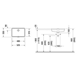 Duravit Vero - Vasque à encastrer, 485x315 mm, blanc alpin 0330480000