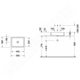 Duravit Vero Air - Vasque 500x380 mm, sans trop-plein, sans trou de robinetterie, blanc 2351500000