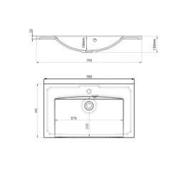 Sapho Maria - Meuble-lavabo 755x460 mm, blanc MA075