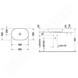 Duravit Luv - Vasque, 600x400 mm, sans trop-plein, blanc 0379600000