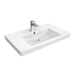 Villeroy & Boch Subway 2.0 - Meuble lavabo 800x470 mm, avec trop-plein, trou de robinetterie, blanc alpin 71758001