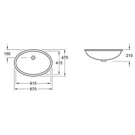 Villeroy & Boch Evana - Vasque sans trou avec trop-plein, 615 mm x 415 mm - vasque 61440001