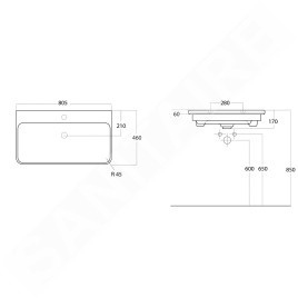 Sapho Thalie - Meuble-lavabo 800x460 mm, blanc TH11080