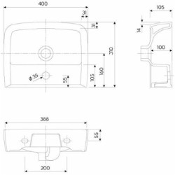 Kolo Rekord - Lavabo, 400 x 310 mm, 1 trou pour robinetterie, blanc K91942000