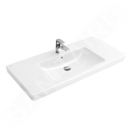 Villeroy & Boch Subway 2.0 - Meuble lavabo 1000x470 mm, avec trop-plein, trou de robinetterie, CeramicPlus, blanc alpin 71751GR1