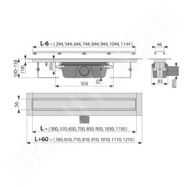 Alcadrain Douchegoten - Bac à douche Marble 550 mm, avec grille pour l'insertion de carreaux, acier inoxydable APZ15-550
