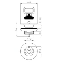 Bruckner Accessoires - Sortie de lavabo et bouchon 5/4", acier inoxydable 151.119.0