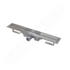 Alcadrain Douchegoten - Caniveau de douche 650 mm, avec rebord pour grille perforée, acier inoxydable APZ1-650