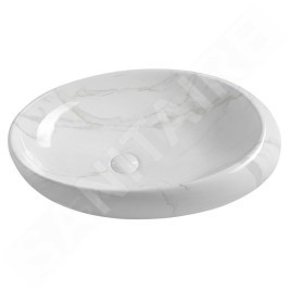 Sapho Dalma - Vasque, diamètre 420 mm, sans trop-plein, sans trou pour robinetterie, carrare MM317