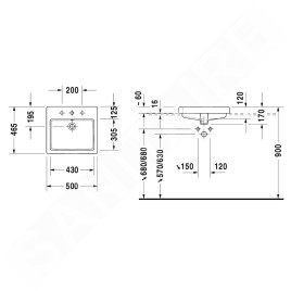 Duravit Vero - Vasque, 500x465 mm, avec un trou pour robinet, blanc alpin 0315500000