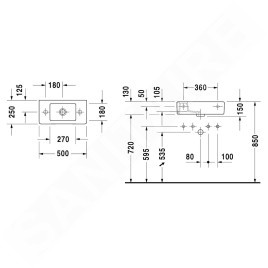 Duravit Vero - Lave-mains 500x250 mm, un trou pour robinetterie à gauche, blanc alpin 0703500009