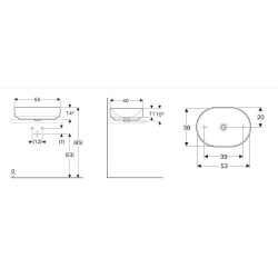 Geberit VariForm - Vasque 550x400 mm, sans trop-plein, sans trou pour robinetterie, blanc 500.774.01.2