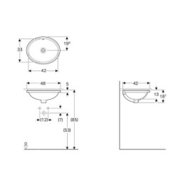 Geberit VariForm - Vasque à encastrer 480x420 mm, avec trop-plein, blanc 500.748.01.2