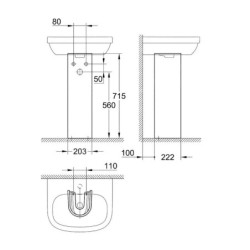 Grohe Euro Ceramic - Colonne pour lavabo, blanc alpin 39202000
