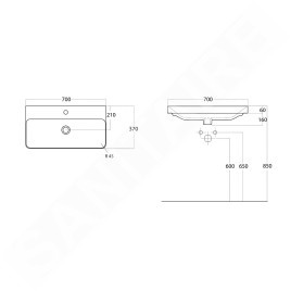 Sapho Lavabos - Meuble-lavabo Thalie 700x370 mm, blanc TH11070