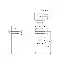 Geberit Preciosa II - Lave-mains 400x280x100 mm, trou pour robinetterie à droite, sans trop-plein, blanc 273240000
