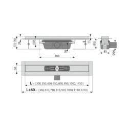 Alcadrain Douchegoten - Bac à douche Professional 300 mm, avec rebord pour grille complète, acier inoxydable APZ6-300