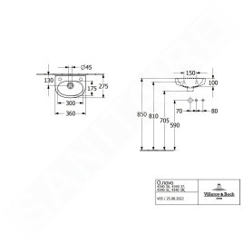 Villeroy & Boch O.novo - Lave-mains 36x28cm mm, avec trop-plein, avec trou pour robinetterie, blanc alpin 43403L01