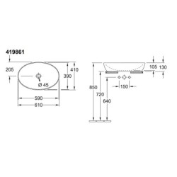 Villeroy & Boch Artis - Vasque à poser, 610x410 mm, sans trop-plein, Coal Black 419861BCT8